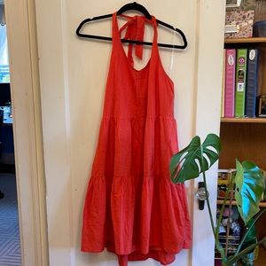 Orange layered halter dress